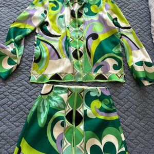 Zara Short Printed Skirt and Blouse Set Size XS